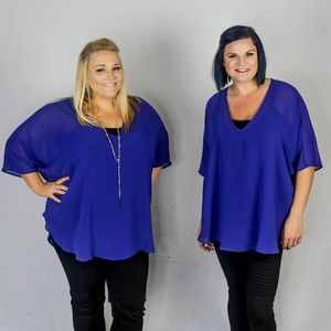 Royal Blue Sheer Oversized Top